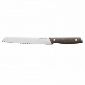 Bread knife with dark wooden handle 20 cm