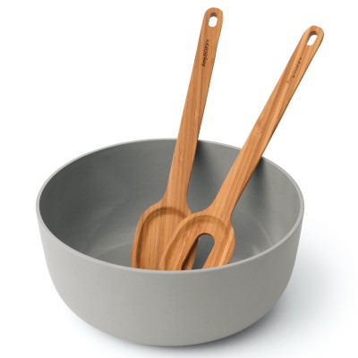 3-pc salad bowl set with bamboo servers